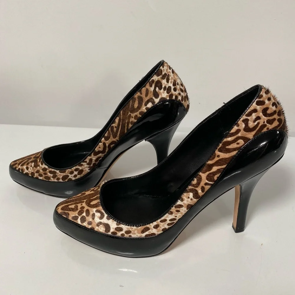 Leopard print platform heels